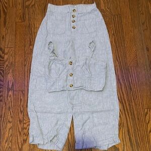 Aeropostale Striped Two-Piece Set - White and Tan